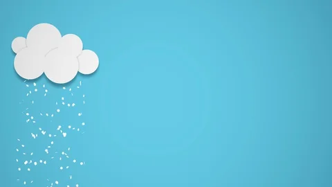 3d animation of a cloud on a blue background from which it is snowing. Video stock 129728575