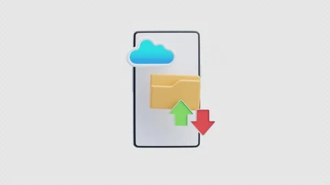 3D Animation of Cloud Storage File Sync on Mobile Device Stock Footage 336472928