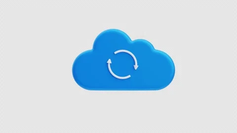 3d animation of cloud sync icon with circular arrows Stock Footage 332776630
