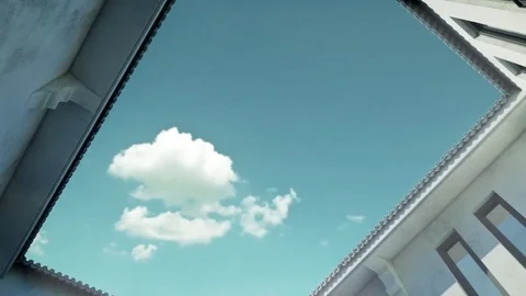 3d animation of clouds flying over patio Video stock 73536228