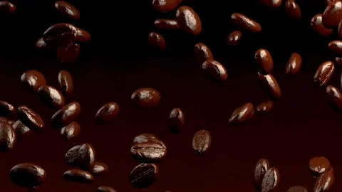 3D animation of coffee sprinkled in slow motion Stock Footage 265953634