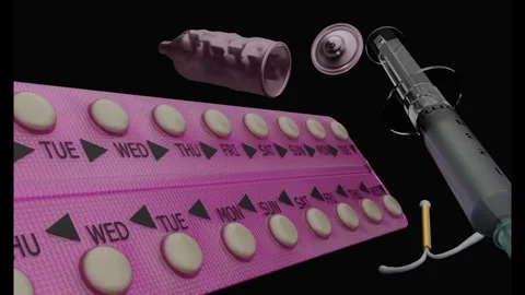 A 3d animation of collection of various birth control methods. Stock Footage 314358892