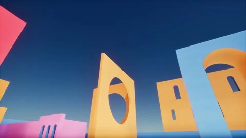 3D animation of colored background with blue sky. Stock Footage 205589556