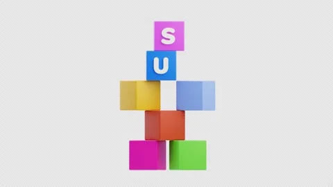 3D Animation of Colorful Blocks Forming Success Word Stock Footage 311430659
