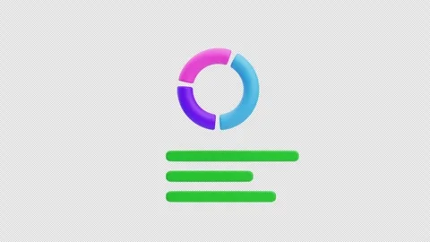 3D Animation of Colorful pie chart with green bars icon Stock Footage 314920759