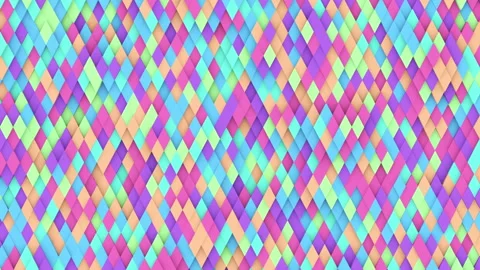 3D animation of colourful diamond shape rhombus pipes random waving Stock Footage 277855139