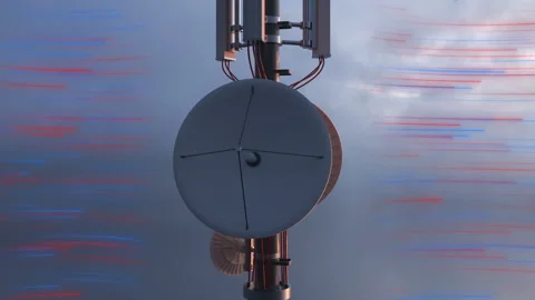 3d Animation of a communication tower sending and receiving radio wave signals Stock Footage 346581584