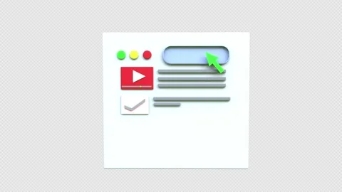 3d animation computer browser Window Online video channel Social network Mi.. Stock Footage 302990366