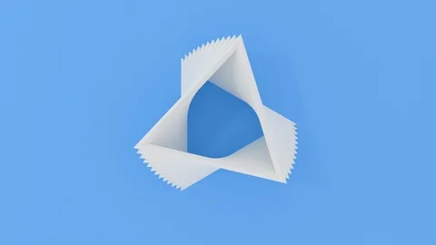 3D animation computer render of white triangle flying up and twist around. 4K se Stock Footage 106428619