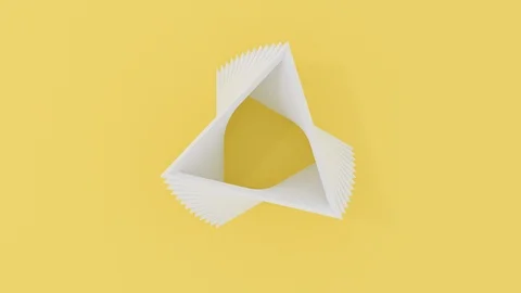 3D animation computer render of white triangle flying up and twist around. 4K se Stock Footage 106435152