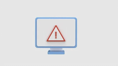 3d animation computer screen with a warning symbol, representing system err.. Stock Footage 310166193