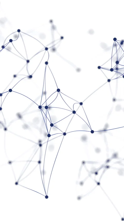 3D animation of connected blue nodes forming an abstract digital network. Stock Footage 314044478