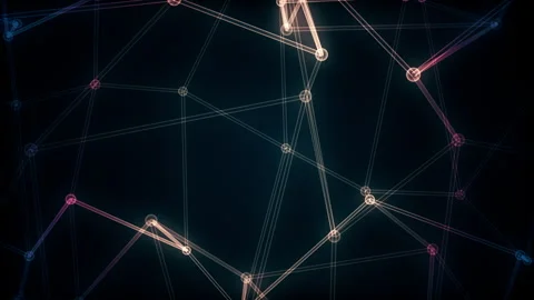 3D animation of connected spheres shapes with transparent glass materia Stock Footage 243075390