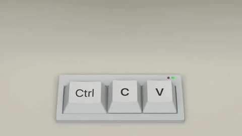 3D animation of copy and paste shortcut key buttons Stock Footage 333876284
