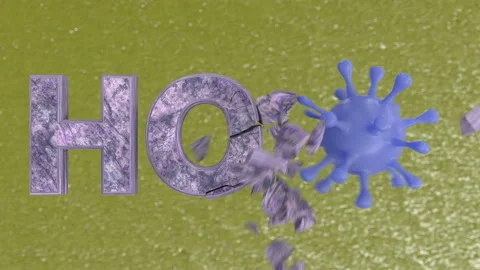 3d animation of the coronavirus appears, and then destroys the word “hope”. Stock Footage 127724808