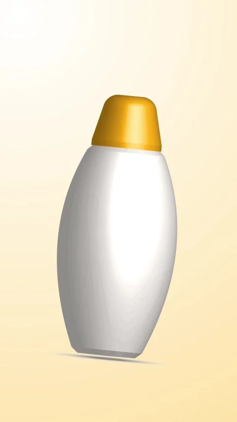 3D animation of cosmetic packaging set with blank white bottles and gold cap Stock Footage 335080044