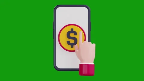 3D Animation of Cost Per Click (PPC) on Smartphone, Green Screen Stock Footage 312079568