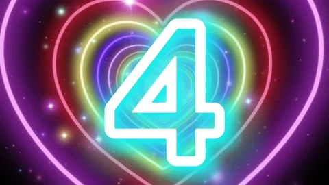 3d animation countdown neon numbers from 5 to 1 love 3d hearts valentine Stock Footage 231384786