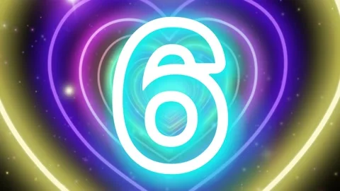 3d animation countdown neon numbers from 10 to 1 love 3d hearts valentine Stock Footage 231385834