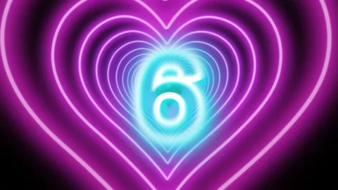 3d animation countdown neon numbers from 10 to 1 love 3d hearts valentine Stock Footage 231385866