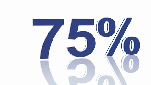 3D animation with counting from 0 to 100 percent in blue digits with reflecti Stock Footage 101454422