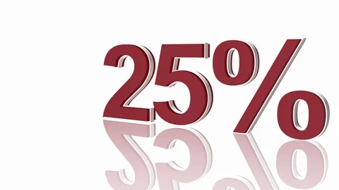 3D animation with counting from 0 to 100 percent in red digits with reflectio Stock Footage 101454455