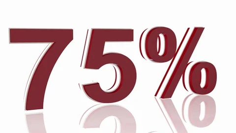 3D animation with counting from 0 to 99 percent in red digits with reflection Stock Footage 101454460