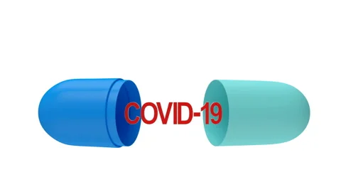 3d animation of Covid-19 icon in the medical capsule. Alpha channel. 4K Stock Footage 140470375