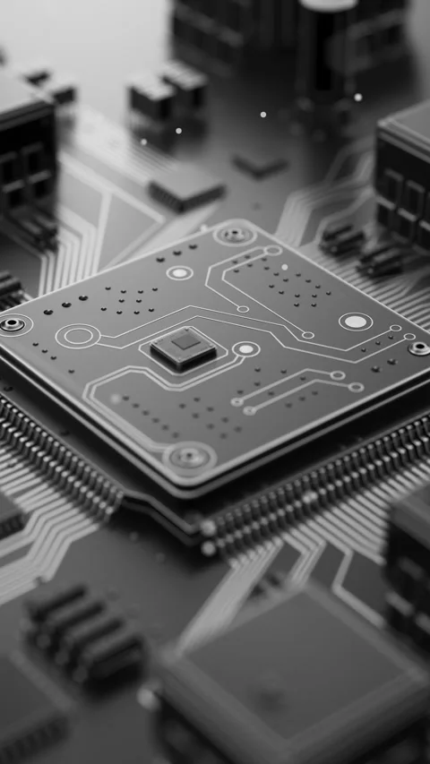 3D animation of a CPU on an electronic circuit board. Video stock 338979002