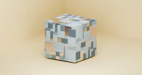 3D animation of a cube with a mosaic-like texture Stock Footage 310306150
