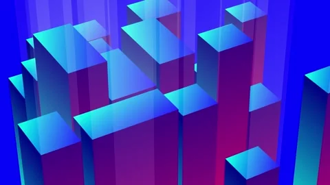 3D animation of cubes or rectangular prisms with a retro gradient color moti Stock Footage 321000804