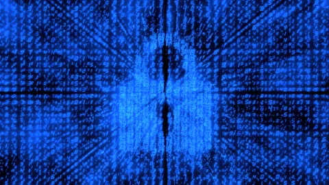 3d animation cyber security padlock. Blue digits assembled into sign of defence 스톡 동영상 196990160