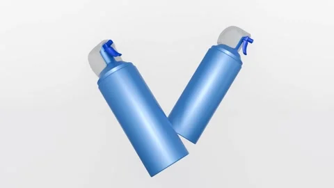 A 3d animation of cylindrical bottle of air duster, with no labels Stock Footage 312318141