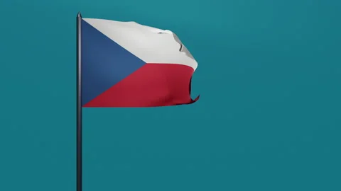 3D animation of Czech flag waving in the wind on a blue background. Stock Footage 170572842