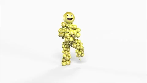 3D animation of dancing smiling emoji isolated on white background. Video stock 110435894
