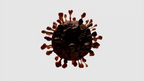 3D animation of dark red corona virus cell with transparent (alpha) backgroun Stock Footage 234349648