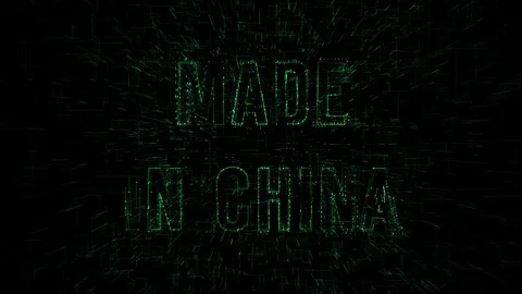 3D animation data digital code with "Made in China" text Stock Footage 106013754