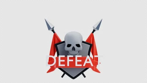 3D Animation of Defeat screen with skull Stock Footage 312304020