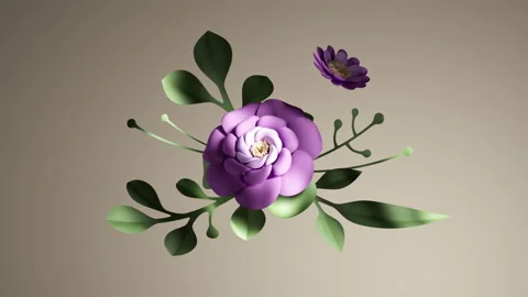 3D animation. Delicate pink paper flowers bloom and float Stock Footage 302797882