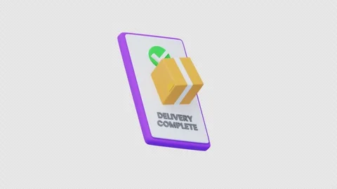 3D Animation of Delivery Complete Mobile App Confirmation 스톡 동영상 336472926