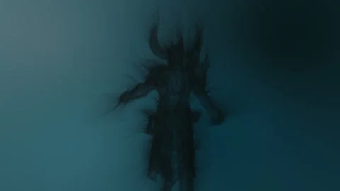 3d Animation of a demon built from dark particles Stock Footage 328002453