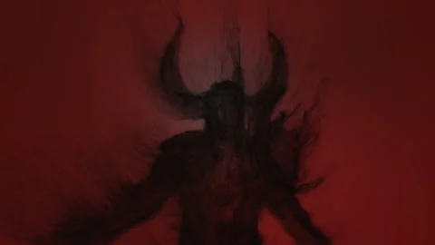3d Animation of a demon built from dark particles Stock Footage 328002460