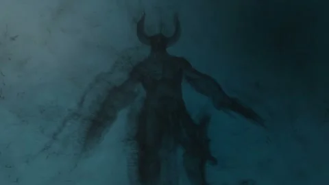 3d Animation of a demon built from dark particles Stock Footage 329662917