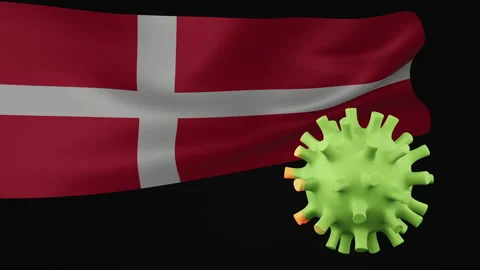 3D animation of Denmark flag of the disappearance of the covid virus Stock Footage 172460979