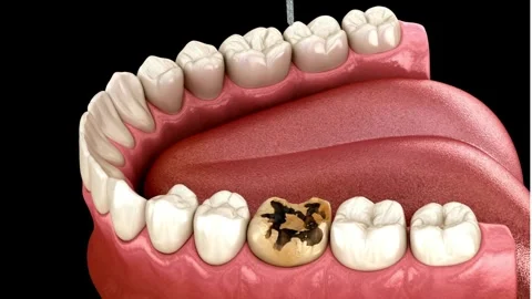 3D Animation of Dental Drill Working on Decayed Tooth Stock Footage 327668533