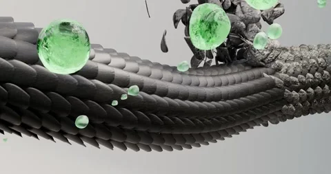 The 3D animation depicts the microscopic changes in the black hair scales Stock Footage 303142391