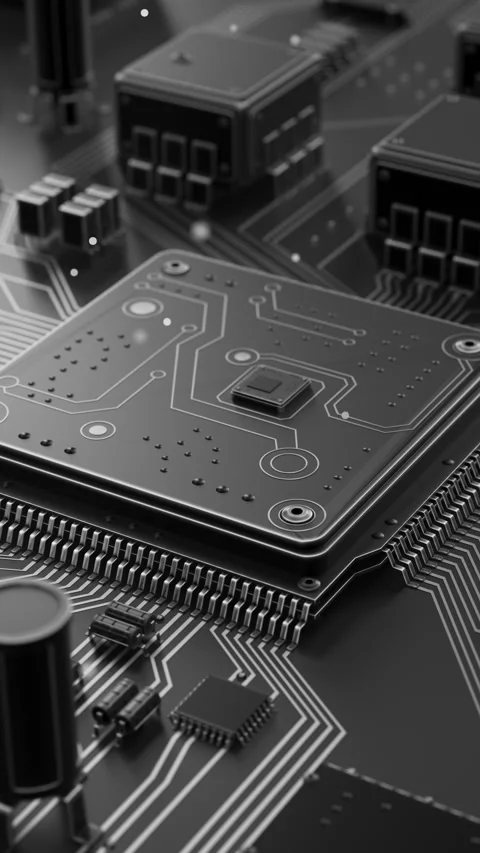 3D animation of a detailed microchip and motherboard. Stock Footage 336447486