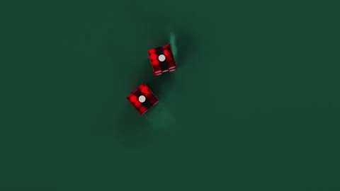 3d animation of dice emerge in slow motion, tumbling across frame both came to Stockbeeldmateriaal 286135116