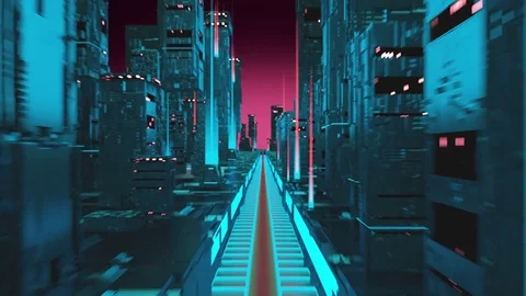 3D Animation Digital city flight between skyscrapers over road from the server Stock Footage 84389749