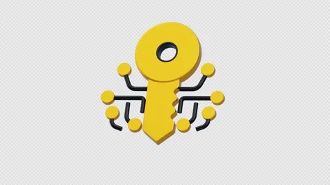 3D Animation of Digital key icon for secure access technology Stock Footage 321848320
